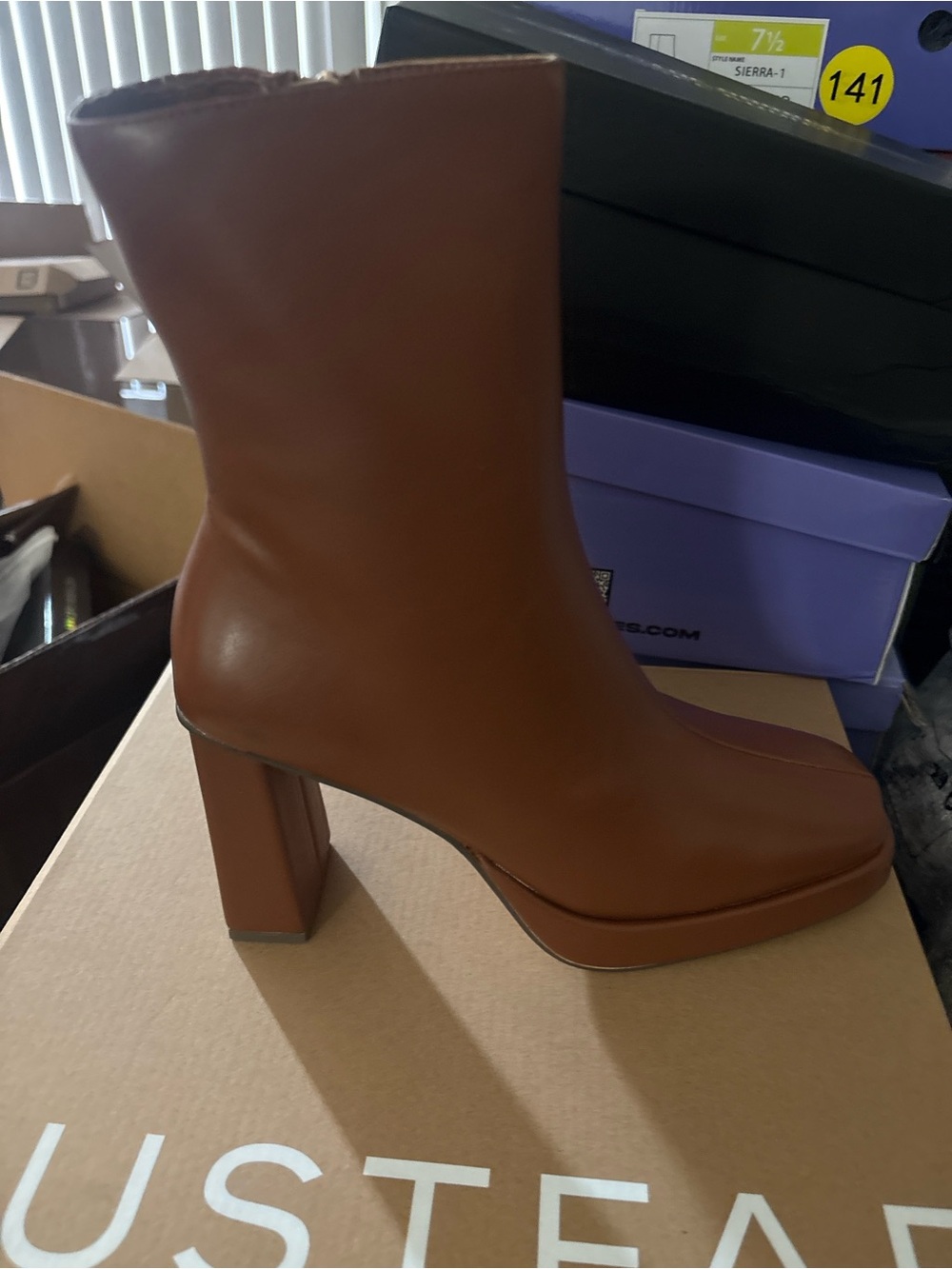 Women’s Brown Platform Block Heel Ankle Boots